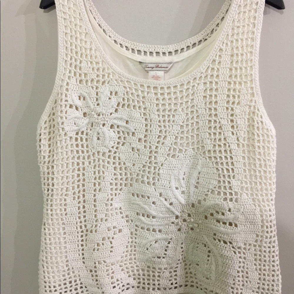 Tommy Bahama Crocheted Tank Top Size XL Cream